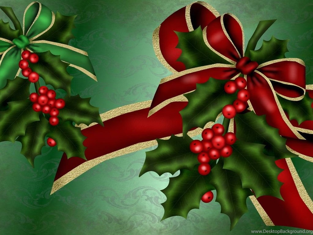 Bows And Holly Wallpapers By Kabegami On Deviantart Desktop Background