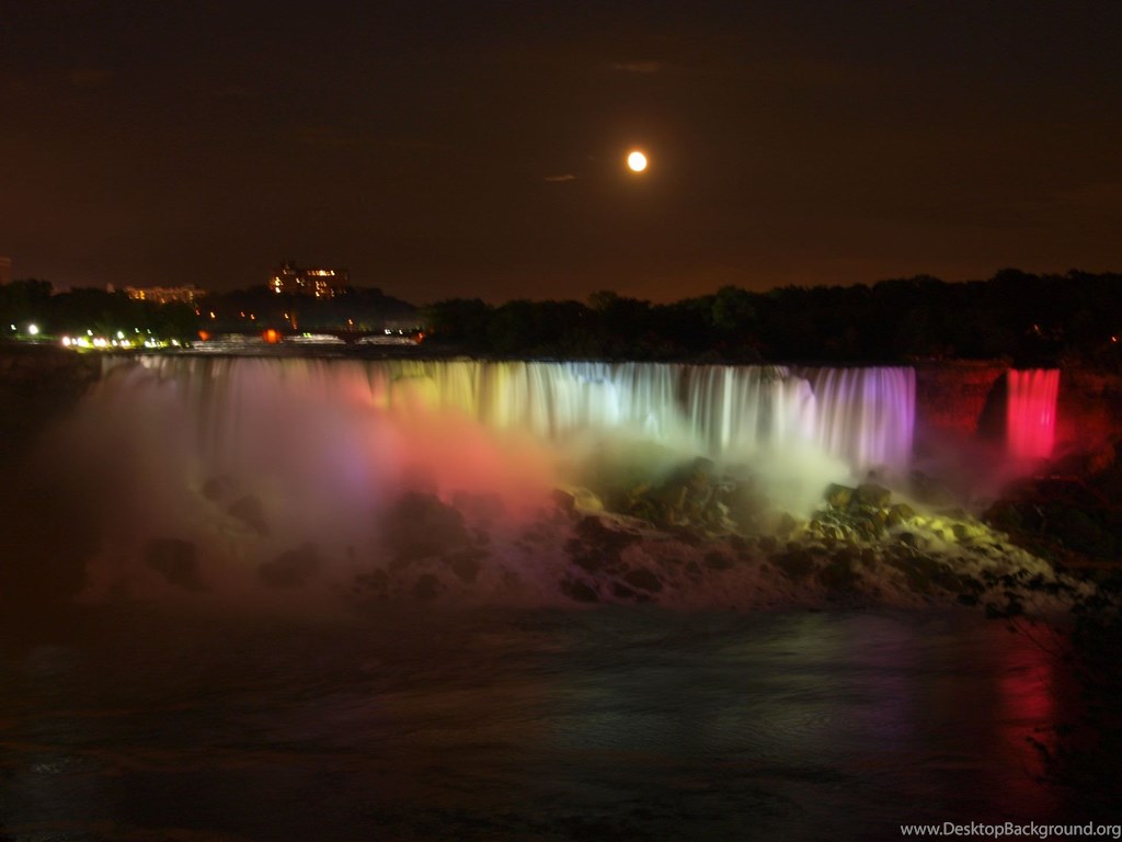 Niagara Falls At Night In Winter Wallpaper. Desktop Background