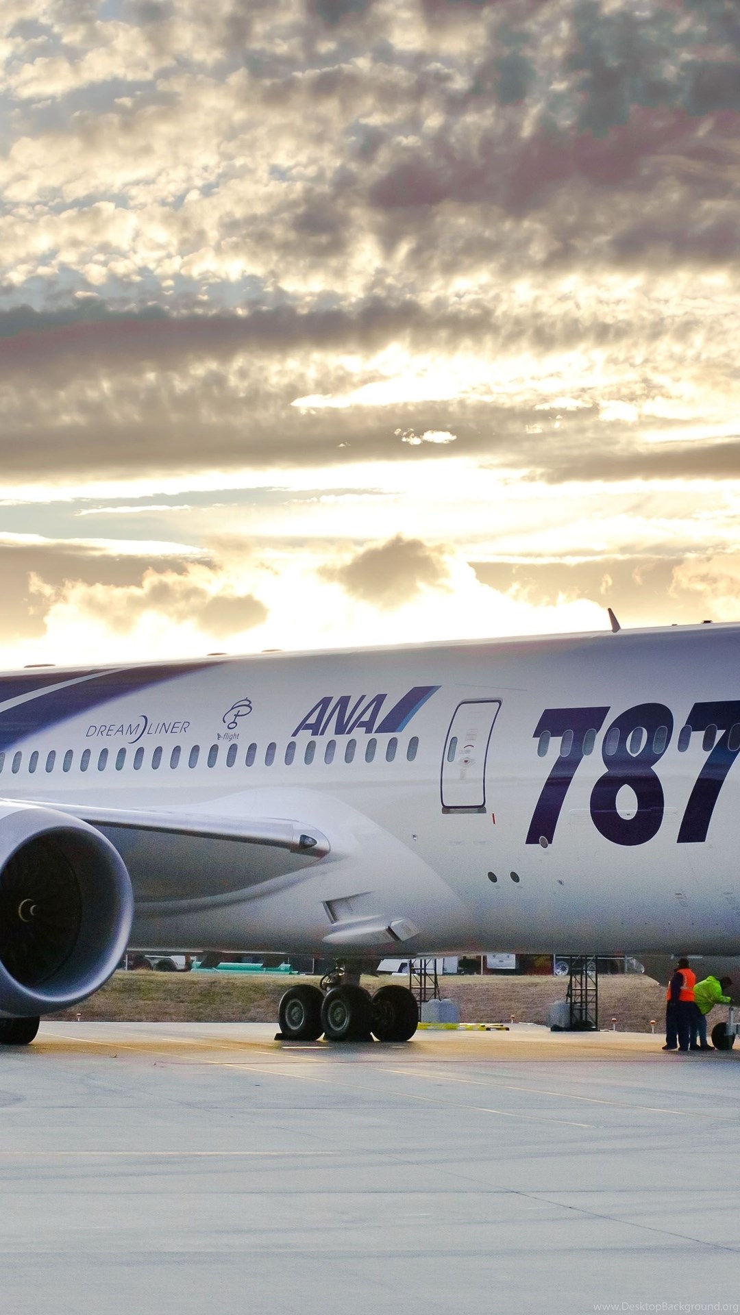 Beautiful Sky Of Ana Of Boeing 787 Dreamliner Desktop Background