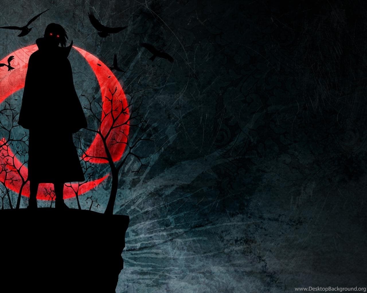 Naruto Uchiha Itachi Sharingan Figure Night Desktop Background