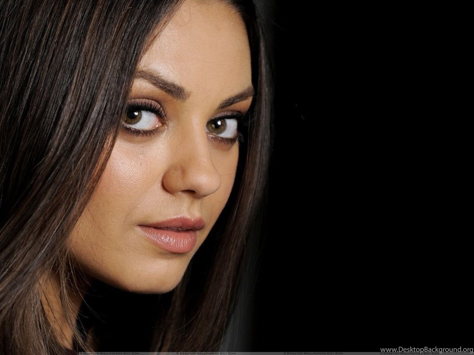 Mila Kunis Face Closeup Black Hair Pink Lips Wallpapers Desktop Background