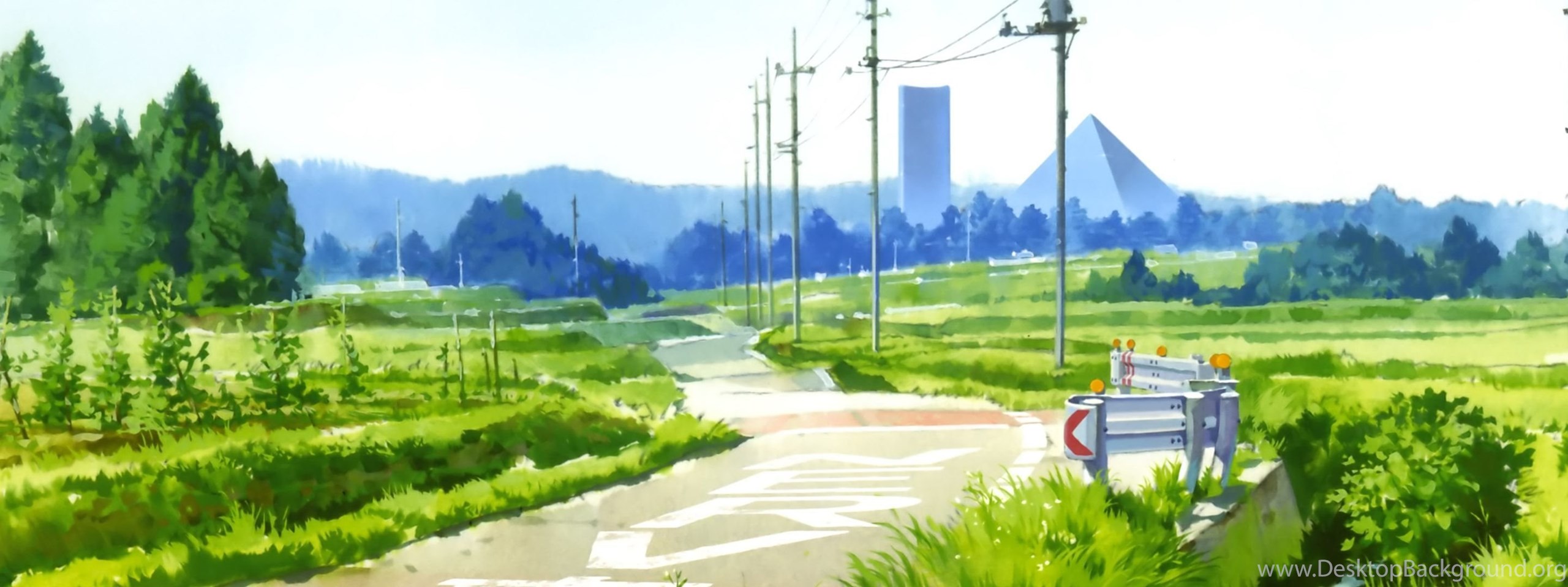 Anime Scenery Dual Screen Wallpapers Desktop Background