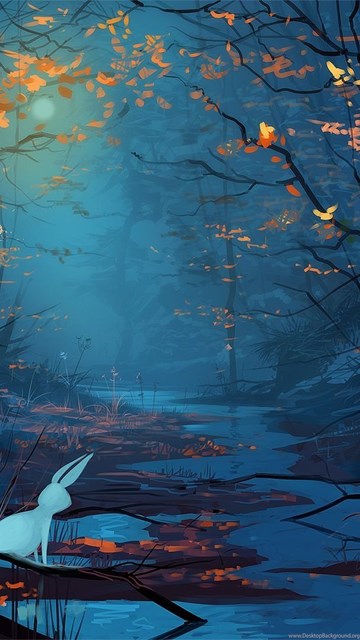 Forest At Night Painting Wallpapers HD Download For Desktop Desktop ...