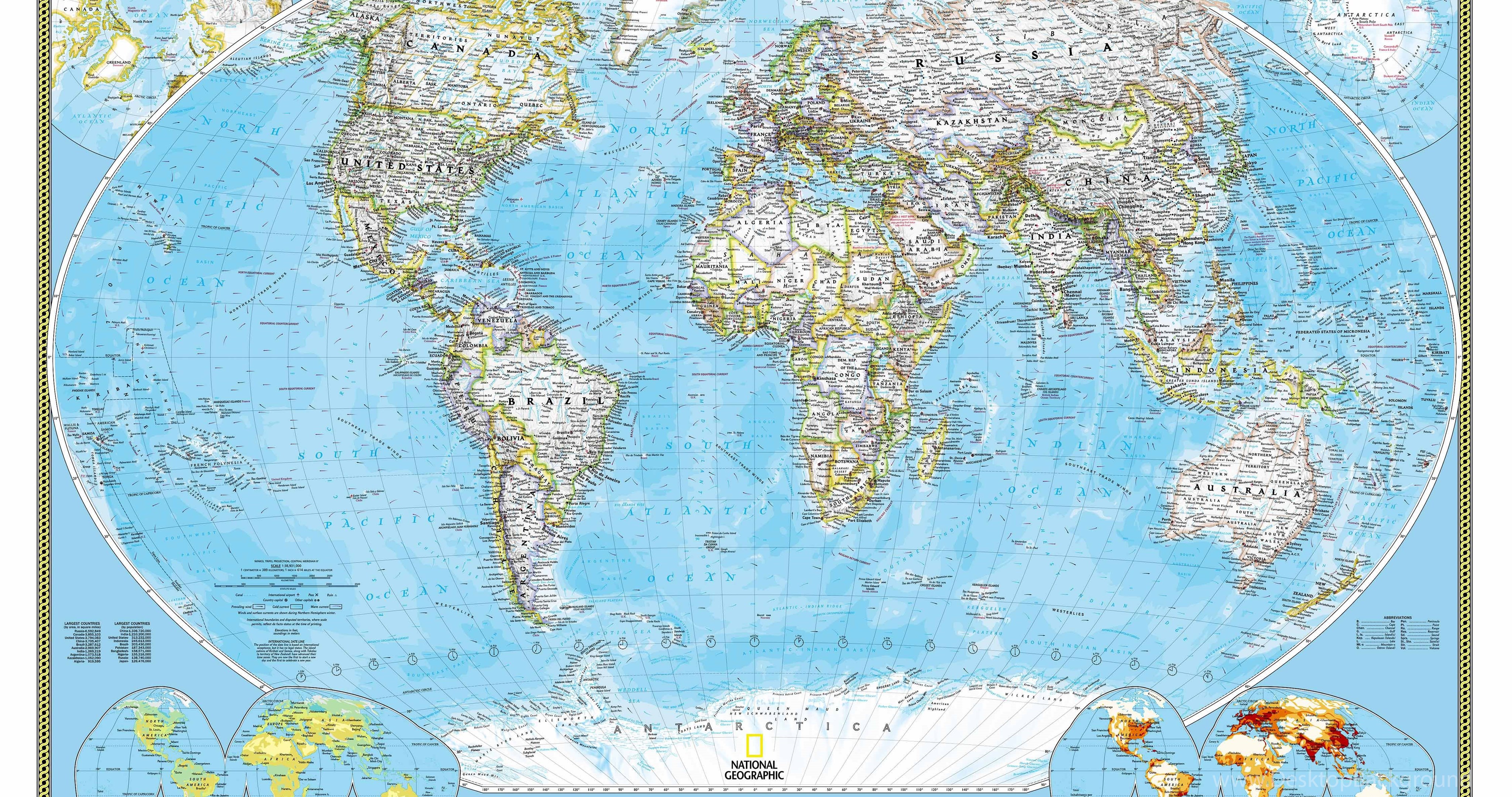 National Geographic World Map Wall Mural Desktop Background