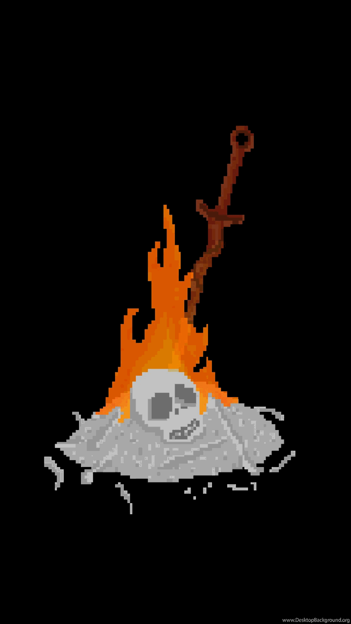 Pixel Bonfire GIF : DarkSouls2 Desktop Background