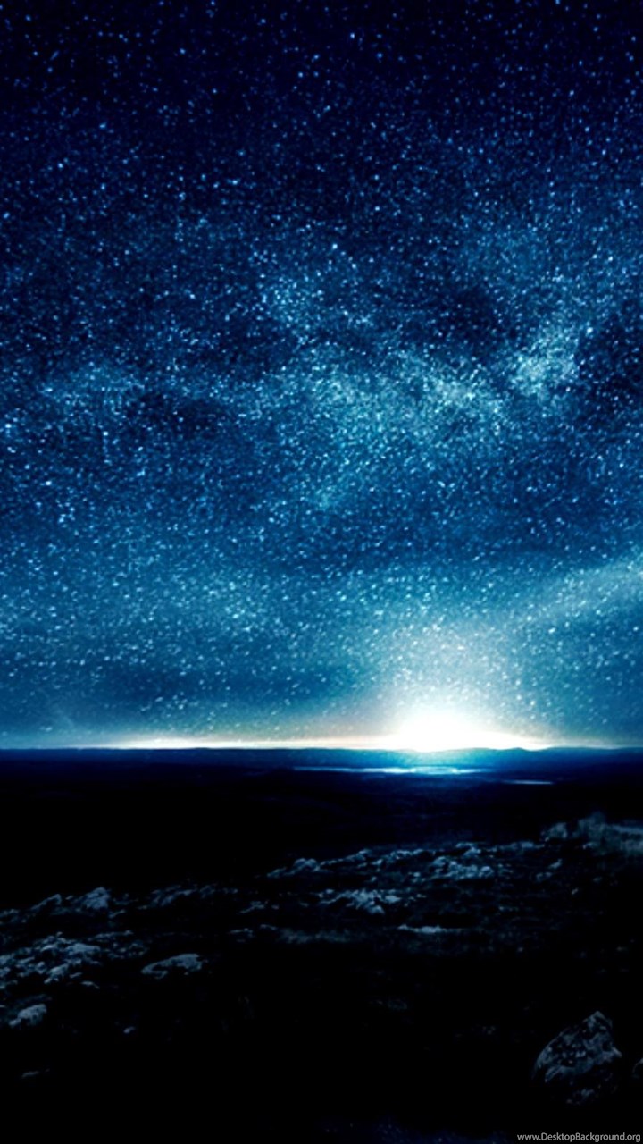 Starry Night Sky With Moon Wallpaper Desktop Background