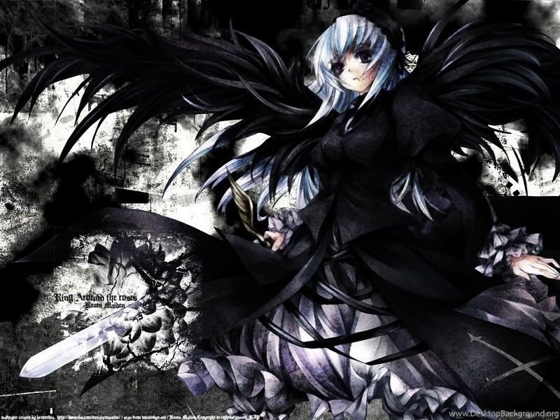 Wallpapers Pictures Photos: Black Angel Anime Pictures Desktop Background