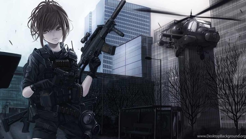 Anime Girl With Gun Wallpapers Desktop Background