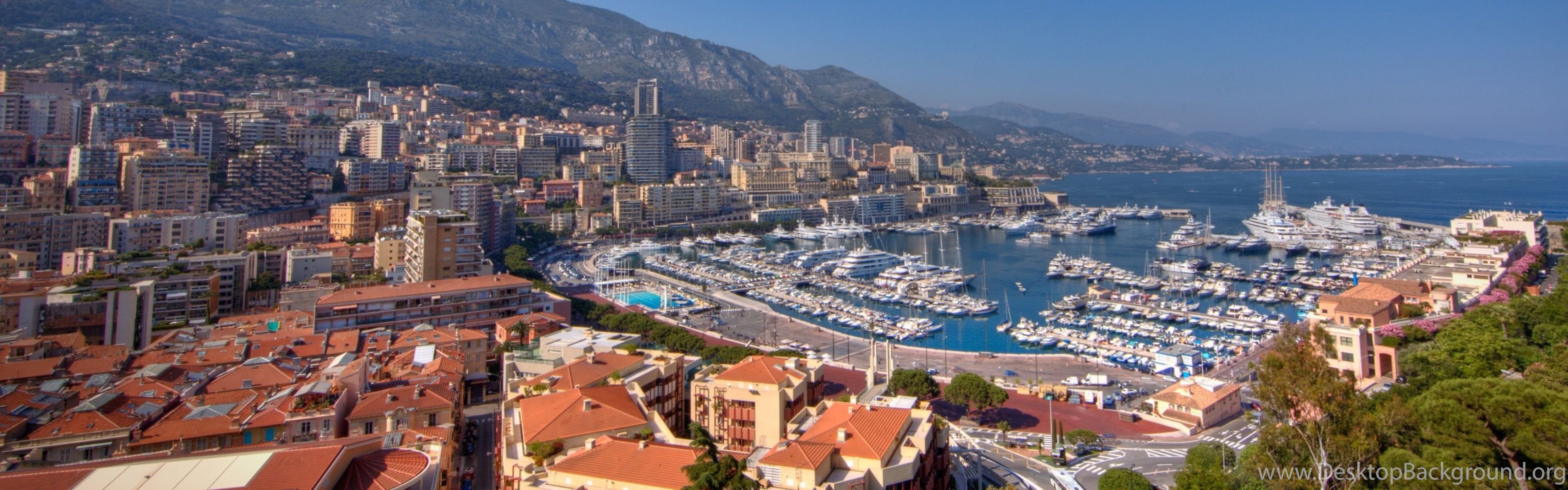 Download Wallpapers 3840x1200 Monaco, Yacht, Bay, Buildings ... Desktop ...