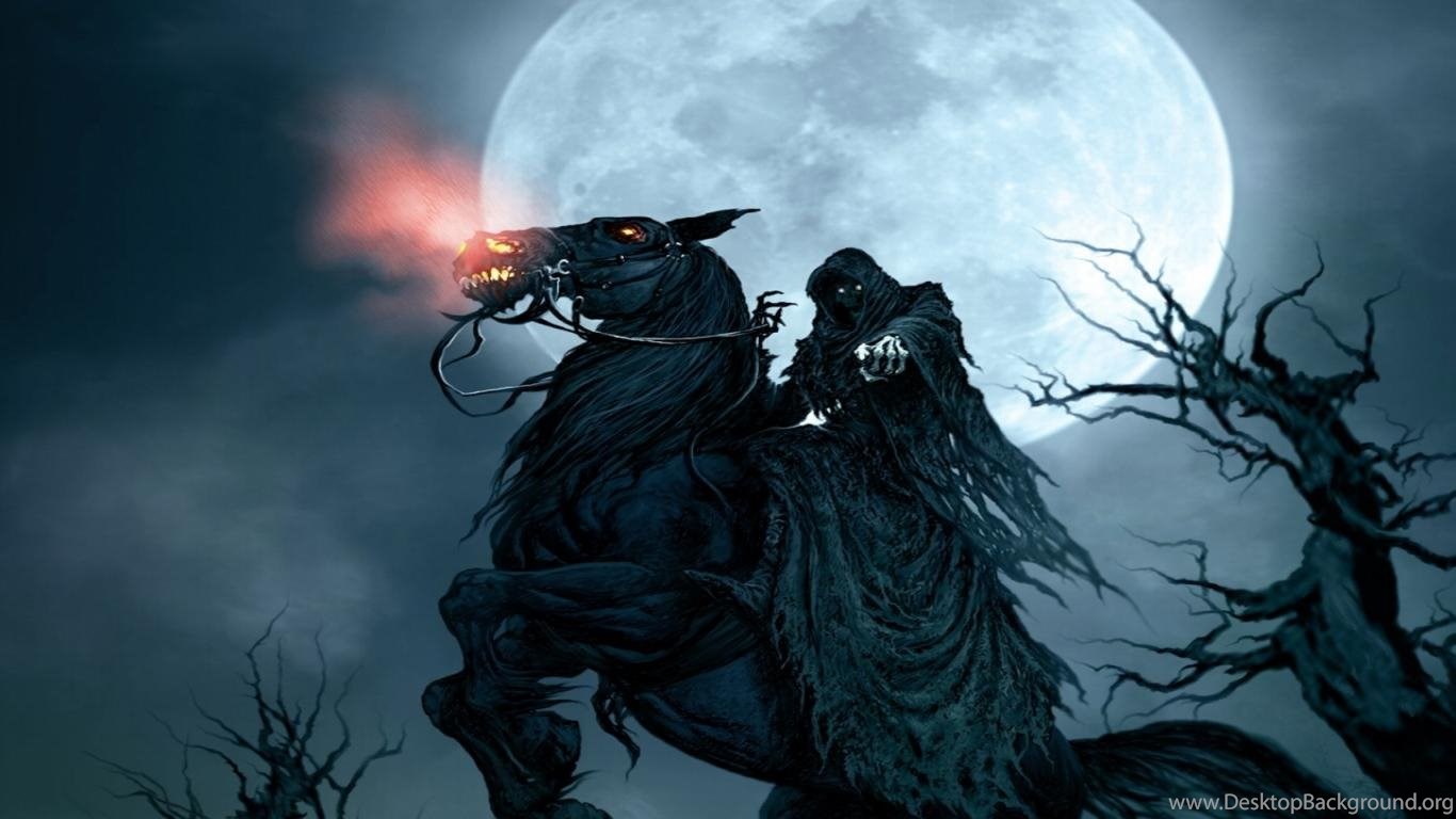 Wallpapers Anime Dark Angel On Horse Under Moon 1366x768 Desktop Background