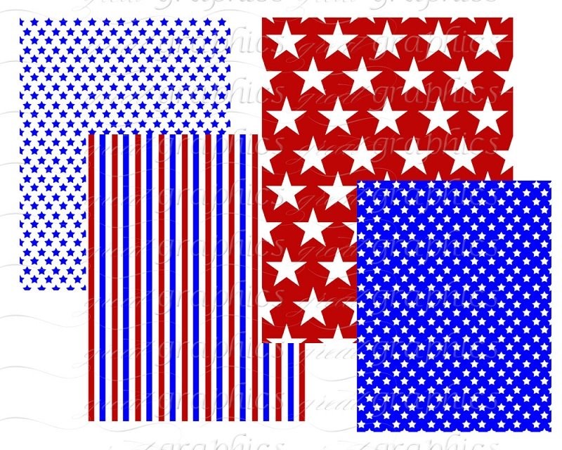 Stars Stripes Backgrounds Red White Blue Stars Digital Backgrounds ...