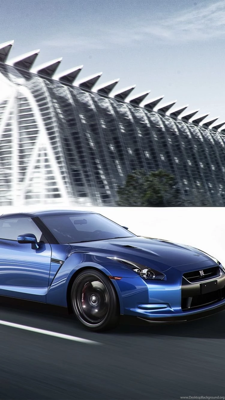 Download Wallpapers 750x1334 Nissan, Gt r, Blue, Side View, Speed ...