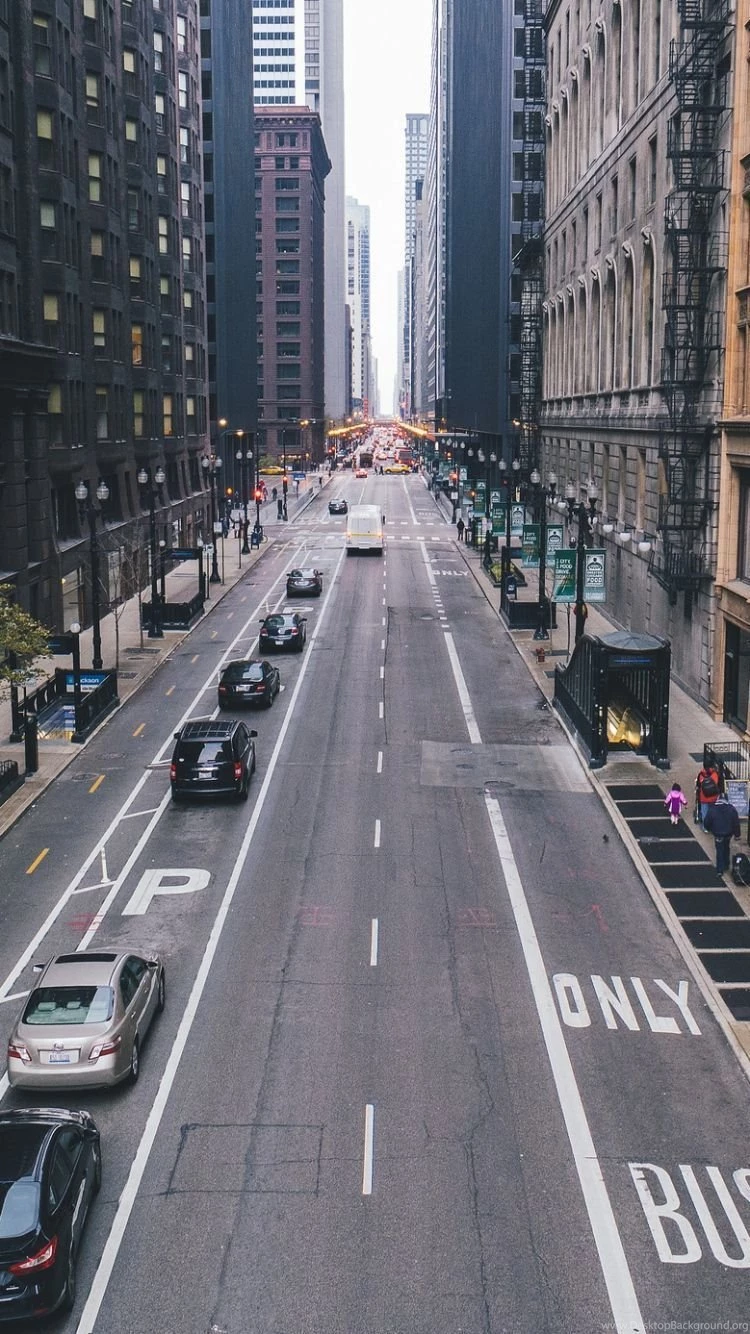 Download Wallpapers 750x1334 Chicago, Skyscrapers, Street, Sky ...