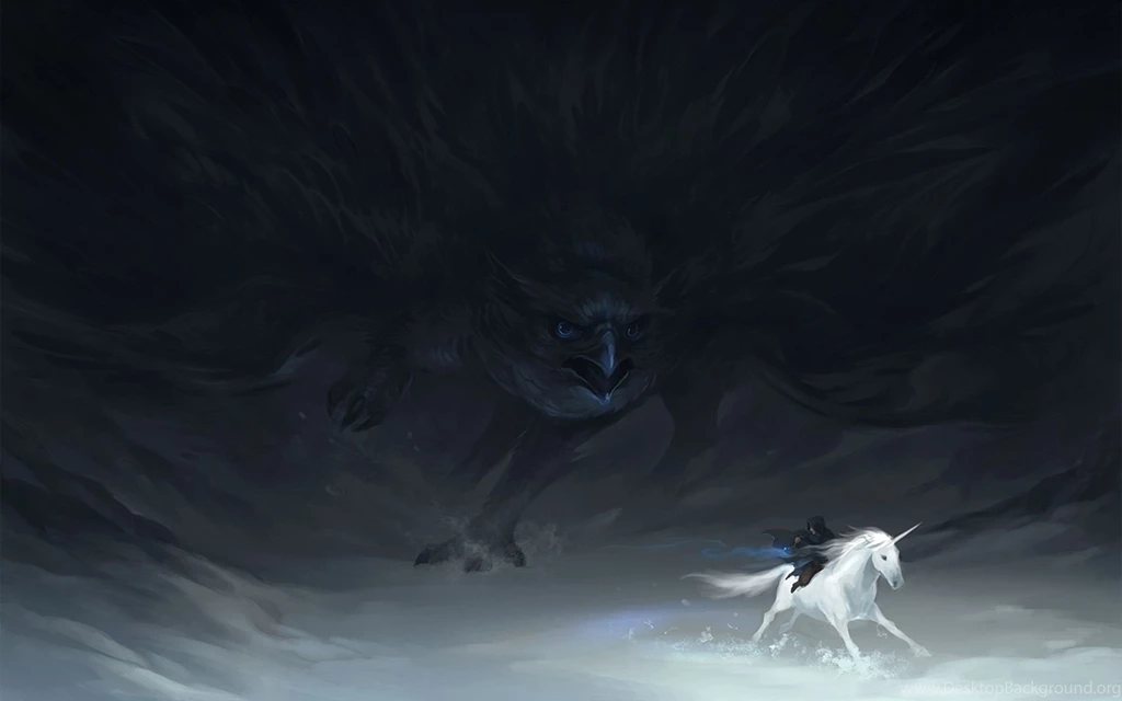Fantasy Art Unicorn Dark Gothic Bird Raven Wallpapers