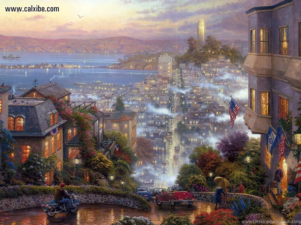Drawing & Painting: Kinkade San Francisco Lombard Street, Desktop ...