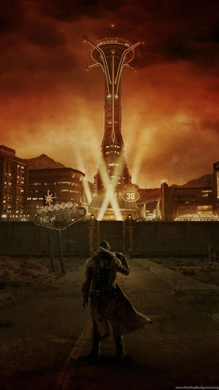 Download Wallpapers 750x1334 Fallout, City, Light, Character, Sky ...