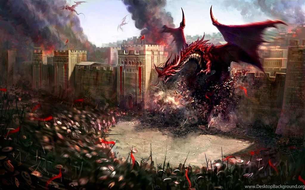 Download Wallpapers 2560x1600 Dragons, City, Wall, Destruction ...