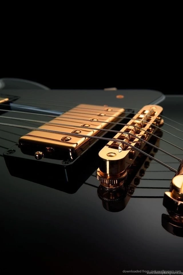 Download Black Gold Guitar Wallpapers For iPhone 4