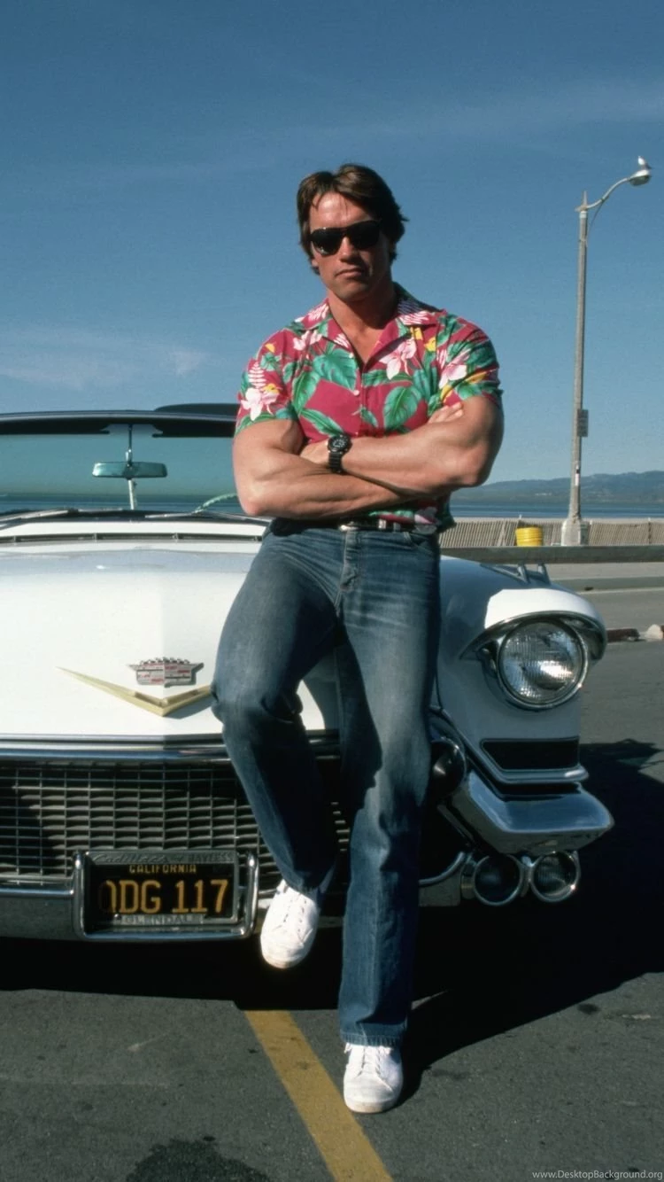 Download Wallpapers 750x1334 Arnold Schwarzenegger, Young, Cars ...