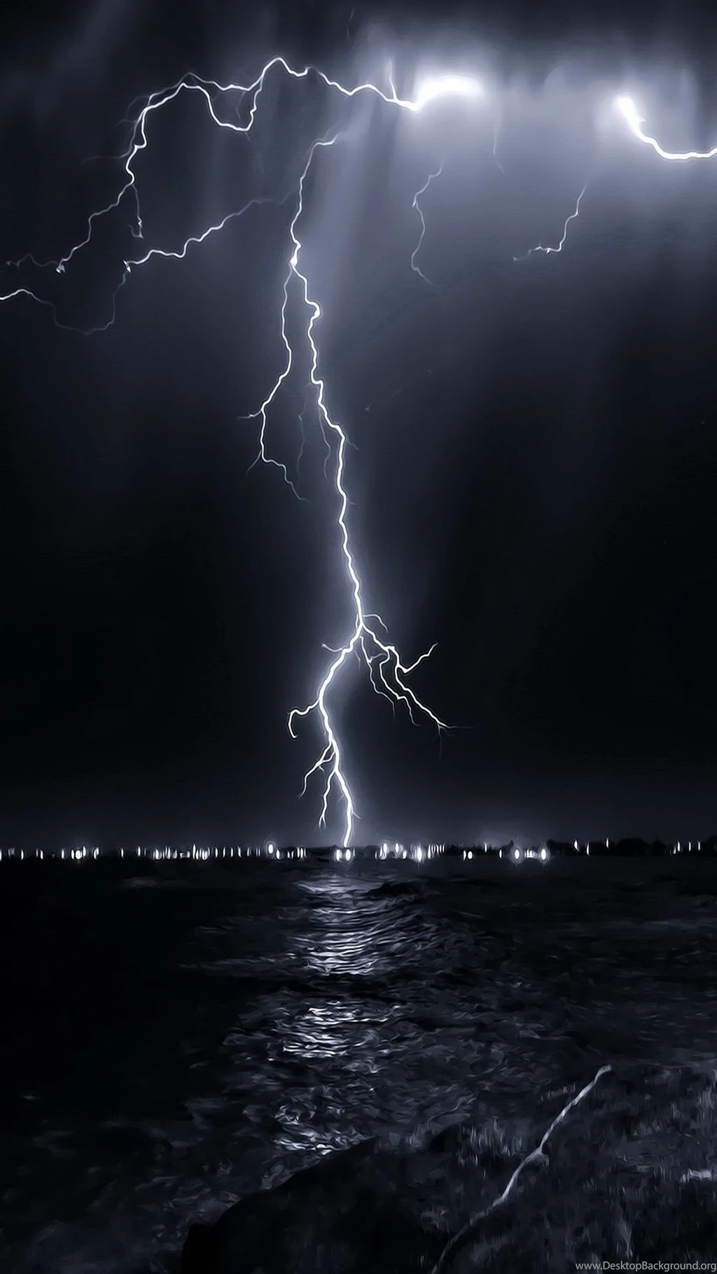 HD wallpapers for iPhone Lightning 1080x1920 nature landscape lightning above sea.jpg
