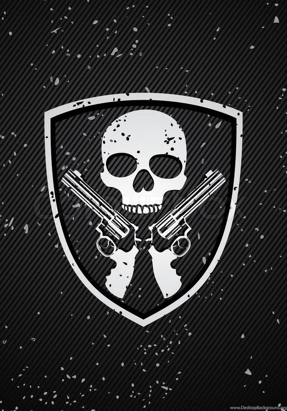 Vector Skull Badge On Black Backgrounds