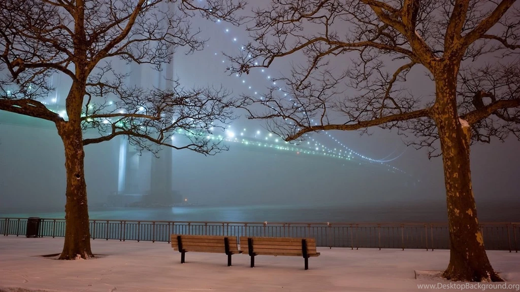 1366x768 Winter Park Bench Wallpapers