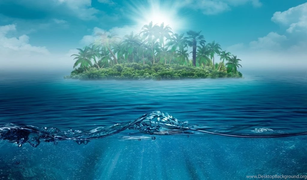 Wallpaper: Sea, Island, Trees, Palms, Lonely, Nature, Water, Ocean ...