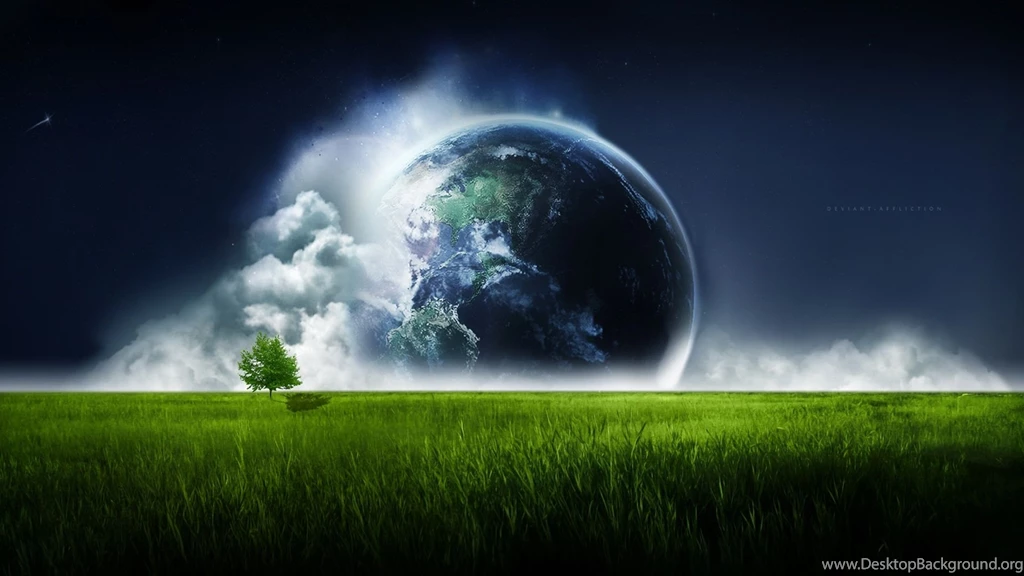 Earth Over The Green Prairie Sky Wallpapers