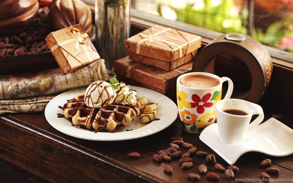 HD Backgrounds Waffles Ice Cream Coffee Cup Dessert Wallpapers ...