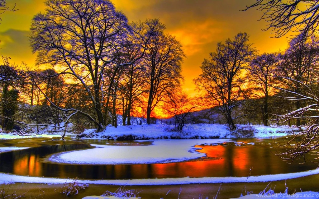 Winter Sunset Desktop Wallpaper, Winter Sunset Backgrounds