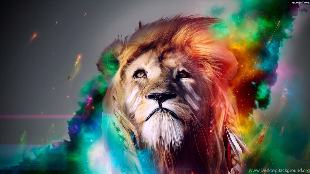 Fantasy Lion Colorful HD Desktop Mobile Wallpaper Backgrounds