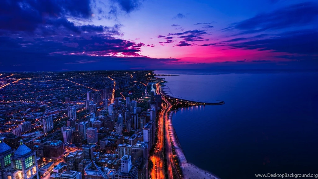 Chicago Sunset Skyline Wallpapers