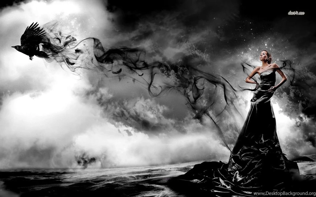 Raven Emerging From The Black Dress Wallpapers Digital Art ...