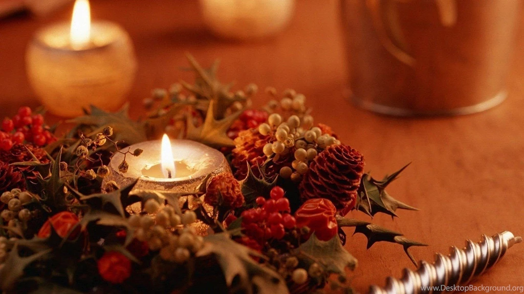 Flowers Christmas Objects Candles Ornaments Decorations Wallpapers ...