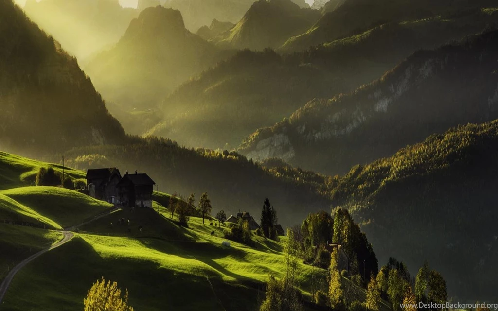 Valley,light,forest,residential,green Landscape Hd Wallpapers ...
