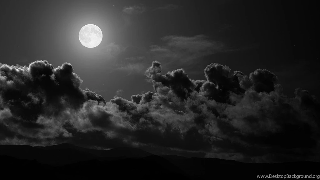 Download Wallpapers 3840x2160 Moon, Clouds, Sky, Black and white 4K ...
