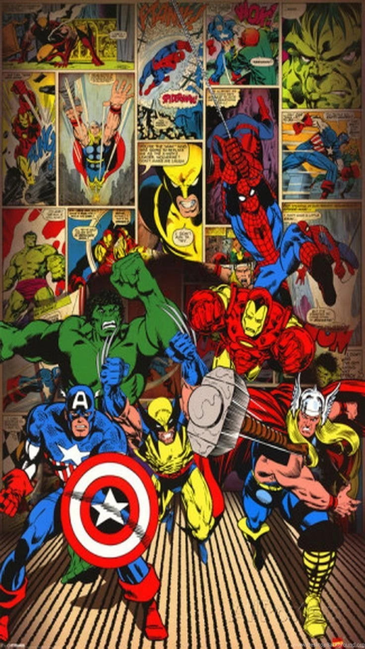 Marvel Here Come The Heroes iPhone 6 Wallpaper, Plus Hd