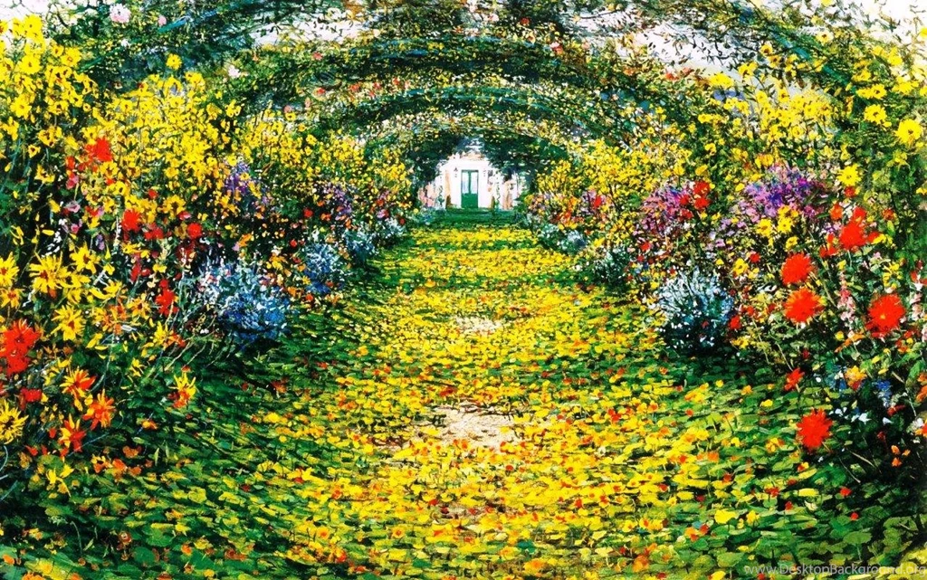 Flower Garden Paintings Wallpaper.