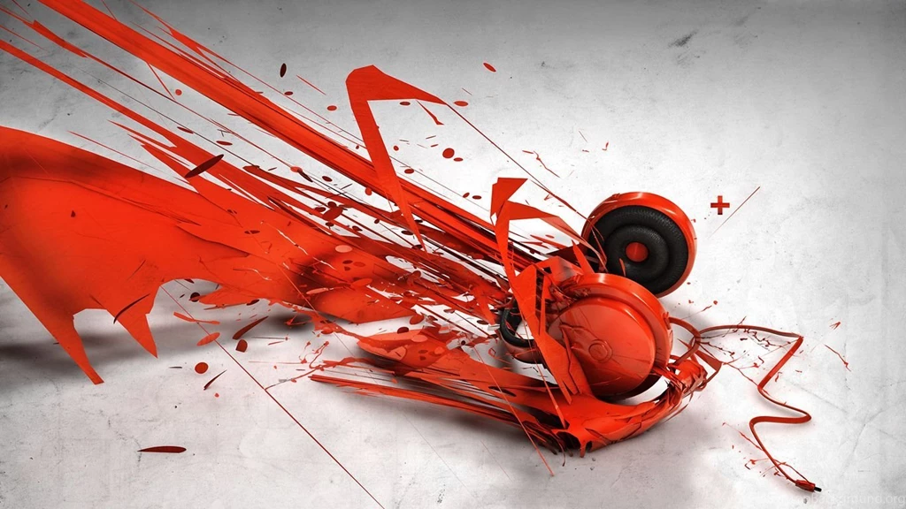 Headphones Red White Orange Headset Splashes Fresh New Hd ...