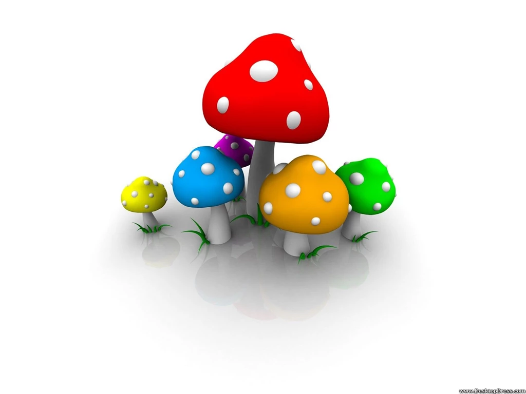 Desktop Wallpapers » 3D Backgrounds » Colourful Mashrooms » Www ...