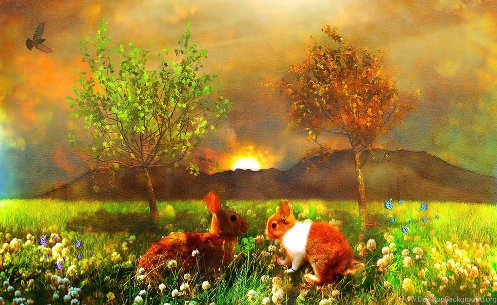 Other Bunny Rabbits Grass Flowers Sunset Bunnies Summer Rabitts ...