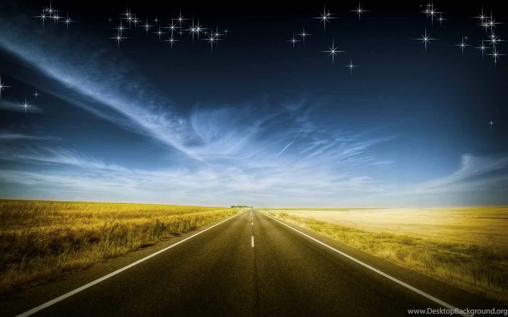 1920x1200 Stars Night Sky Road Fields Desktop PC And Mac Wallpapers