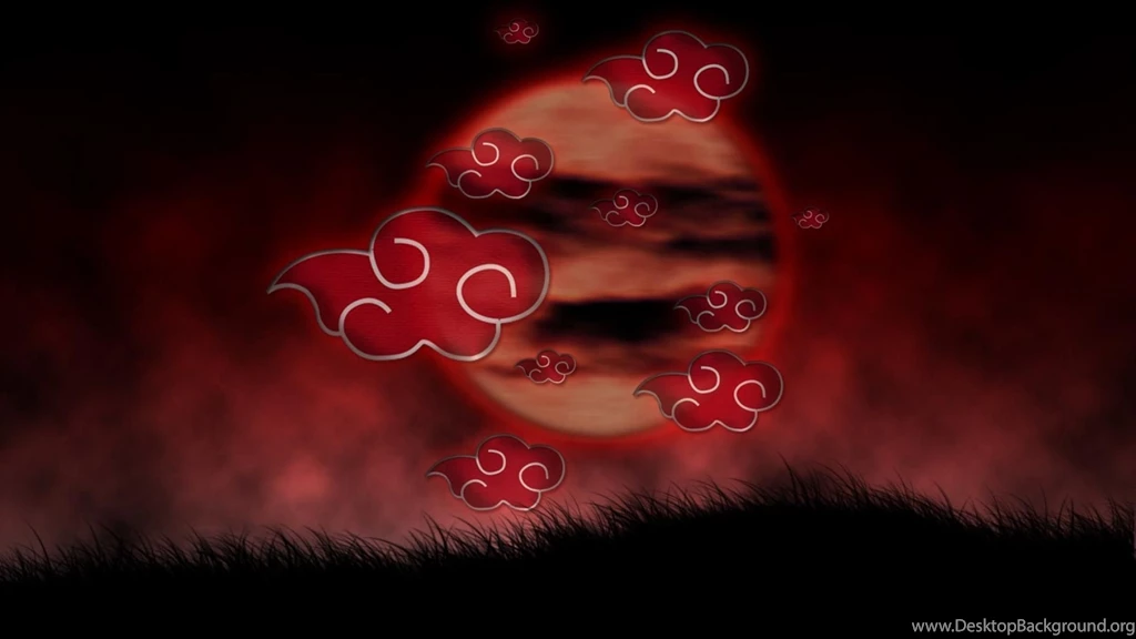 Naruto Akatsuki Strange Red Clouds Grass Bloody Moon Hd Wallpapers ...