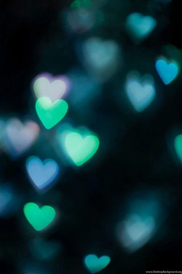 Green Hearts Bokeh Iphone Smartphone Wallpaper Backgrounds ...