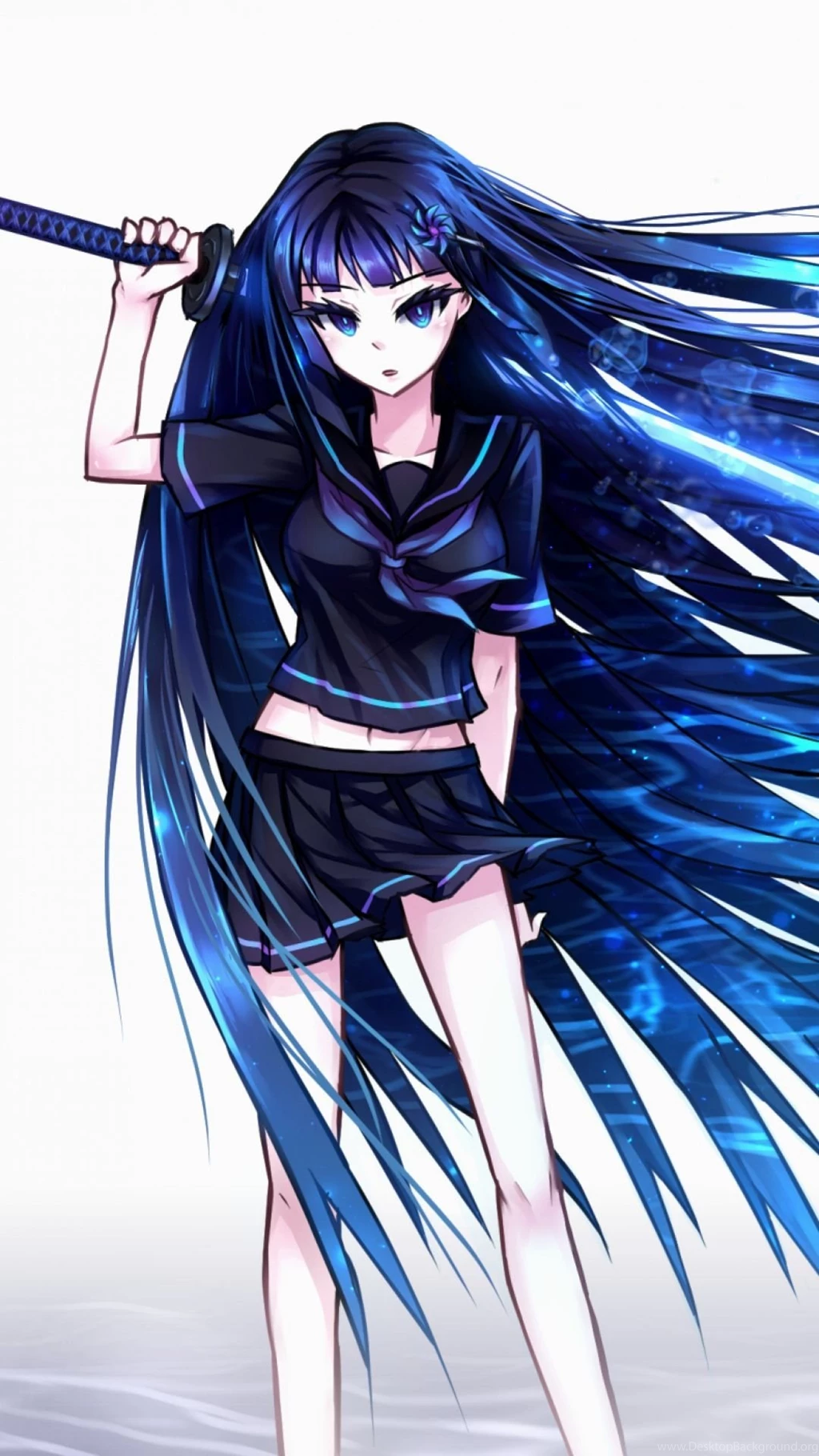Download Wallpapers 1080x1920 Samael, Girl, Art, Hair, Anime, Sword ...