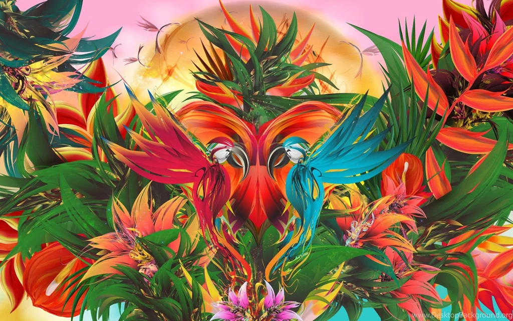 Tropical Paradise Birds Couple Wallpapers