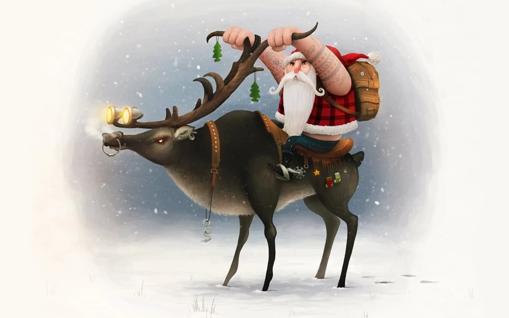 New Year Happy New Year Santa Claus Santa Clause Biker Biker ...