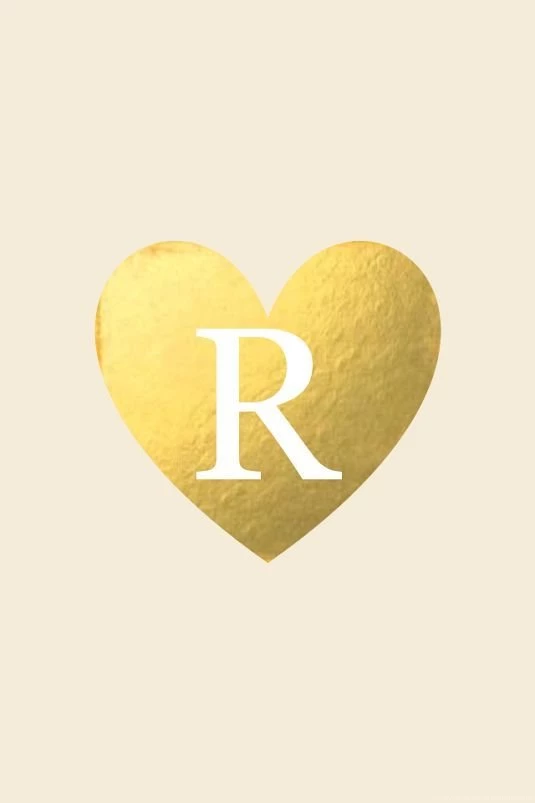 R Initial Monogram Gold Heart Phone Wallpapers
