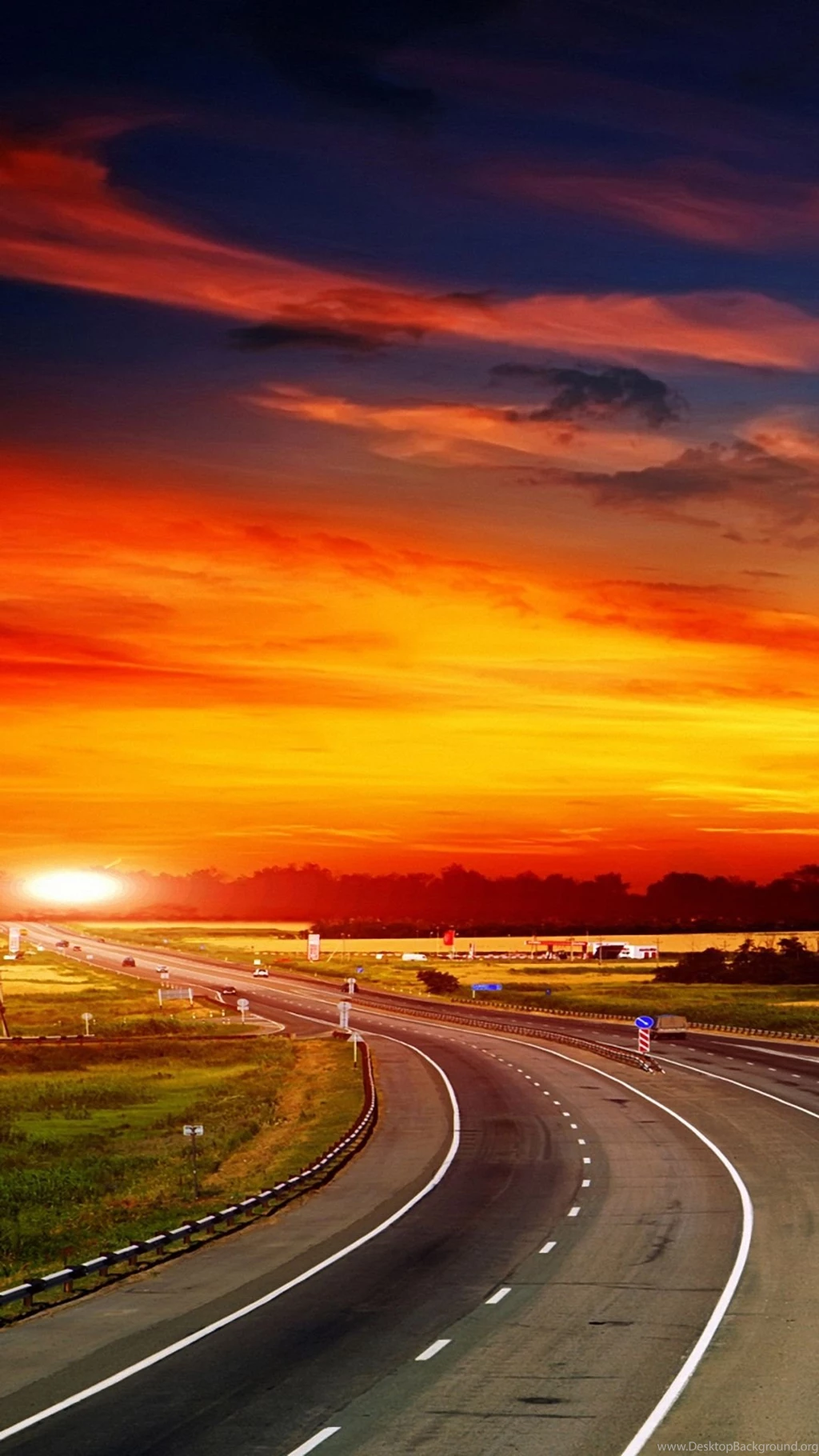 Highway At Sunset Spice Wallpapers HD 1080x1920