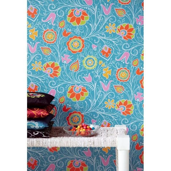 314023 Blue Primitive Jacobean Eijffinger Wallpapers